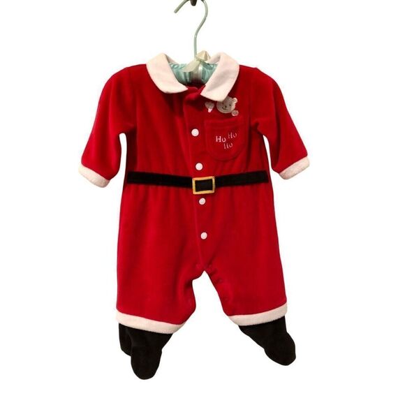 Baby Santa Suit Christmas Unisex Footed Long Sleeve One Piece - Picture 5 of 8